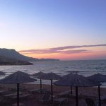 evening view of the beach, sea and sunset sky