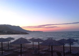A view of the sunset by the sea in Kissamoss Crete on a Yoga Holiday with Jody