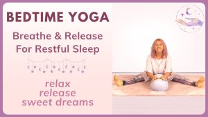 Jody on her yoga mat doing Bedtime Yoga